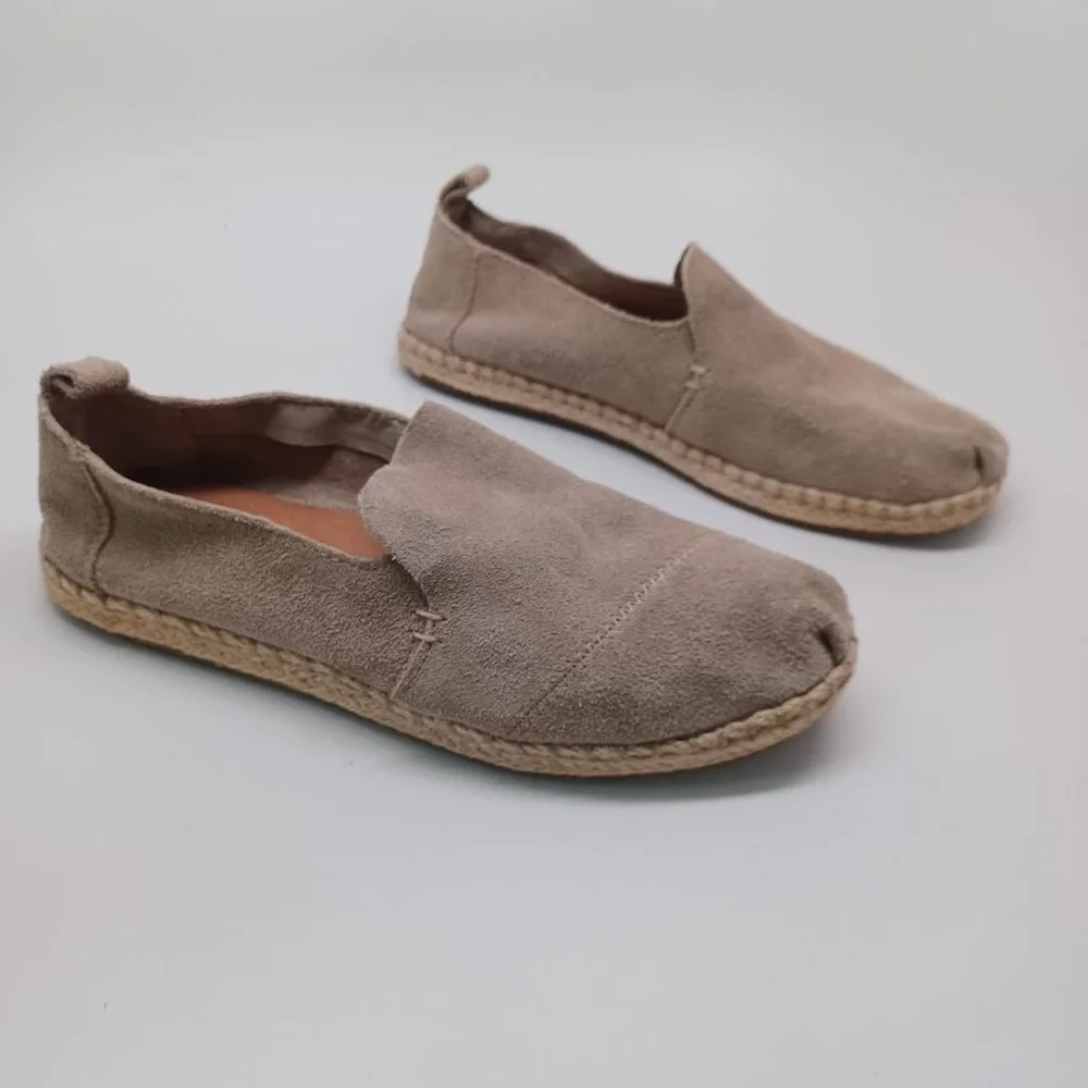 Toms Suede Flats Espadrilles Slip On‎ Loafer Neutral Tan Womens 6.5